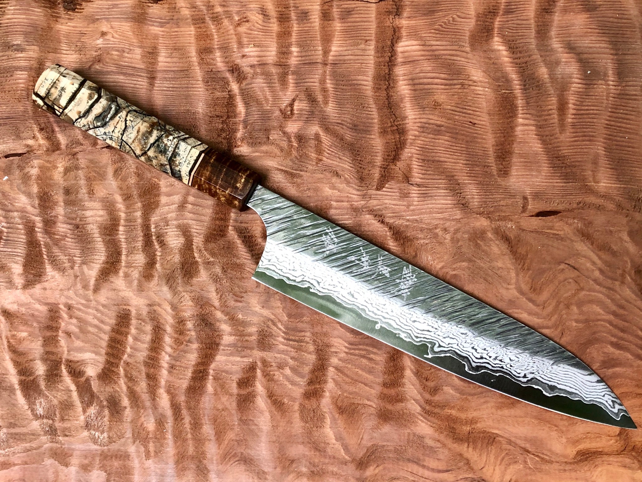 Nishida Iron Clad Shirogami 1 Kurouchi Gyuto 210mm – Sugi Cutlery