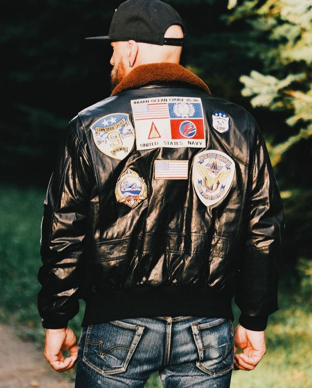 traditional leather bomber jacket