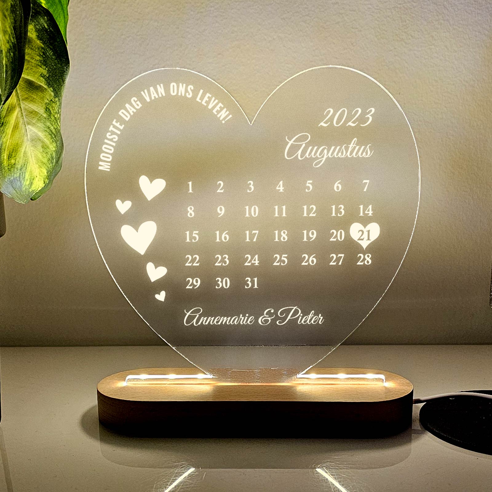 Beste Dag Ooit Kalender -  Hart Ledlamp - Bella Mia product image