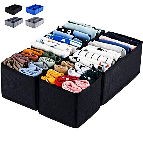 Onlyeasy Set of 4 Closet Underwear Organizer Drawer Dividers, Foldable  Cloth Storage Boxes, for Bras, Socks, Underwears, Briefs, Ties, Scarves,  Herringbone Grey Print, CNRSS4P : : Everything Else