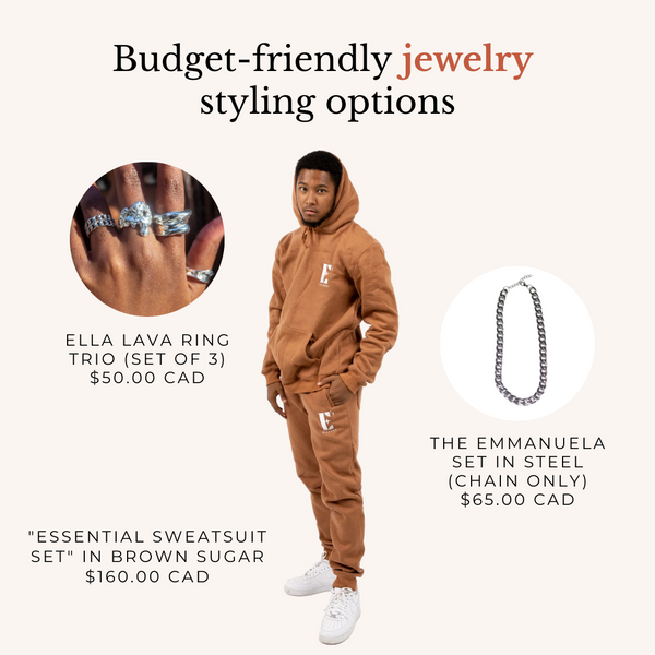 e's element sweatsuit set and jewelry 