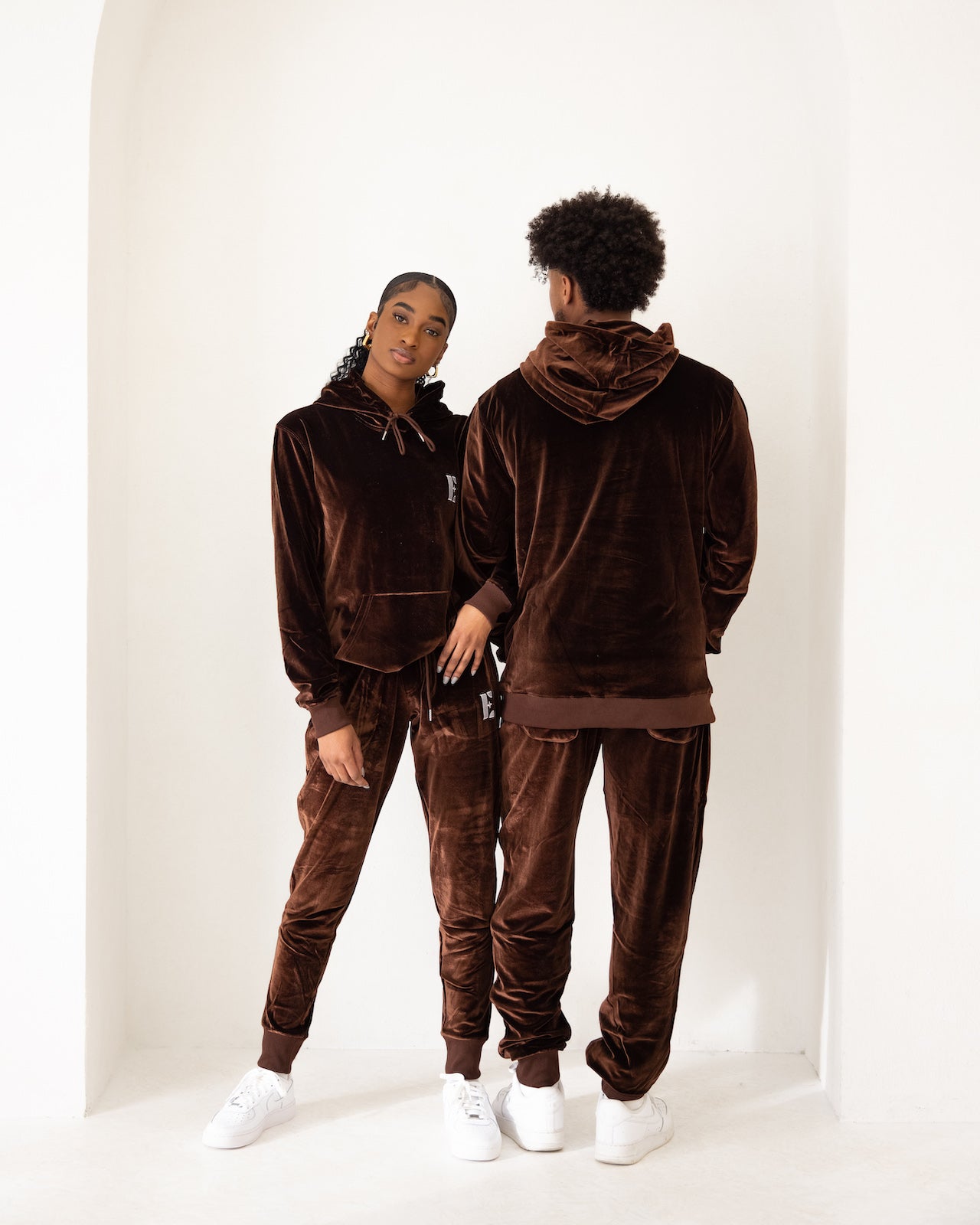 image for E's Element Chocolate Brown Velvet Jogger Set