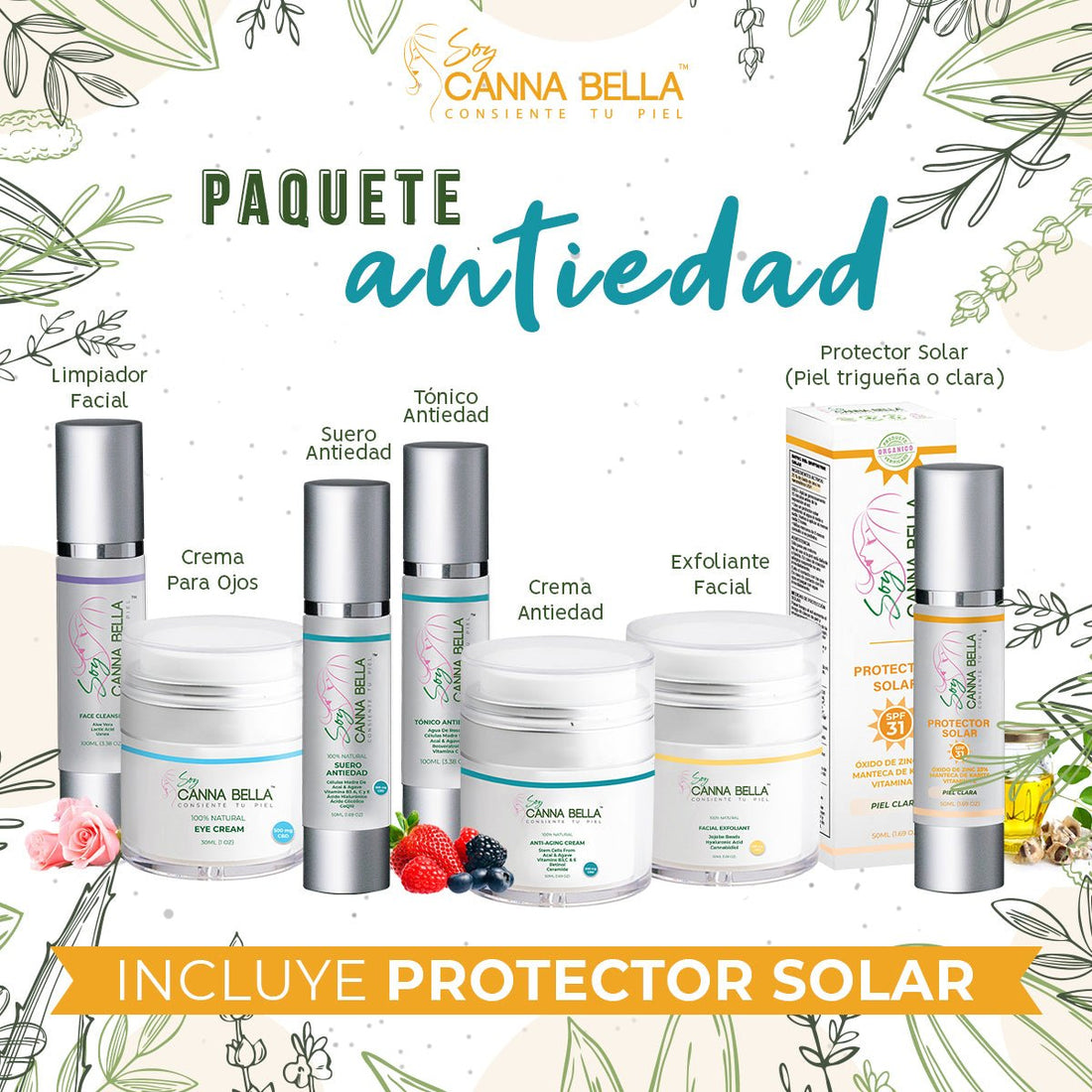 Paqute Antiedad con *Protector solar GRATIS – Soy Canna Bella