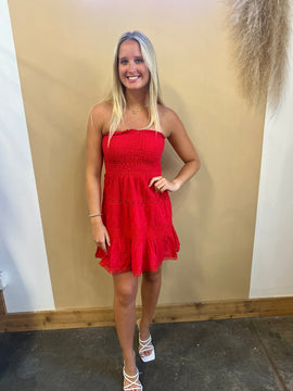 Claire Red Eyelet Dress