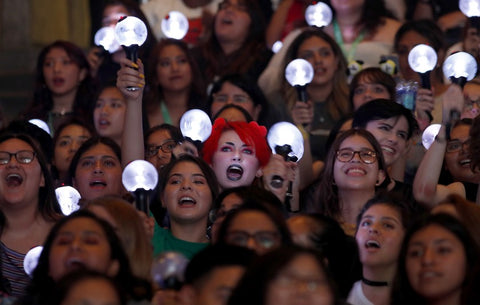 Fans cheer the K-pop band BTS at Staples Center in Los Angeles in 2018. (Luis Sinco / Los Angeles Times)