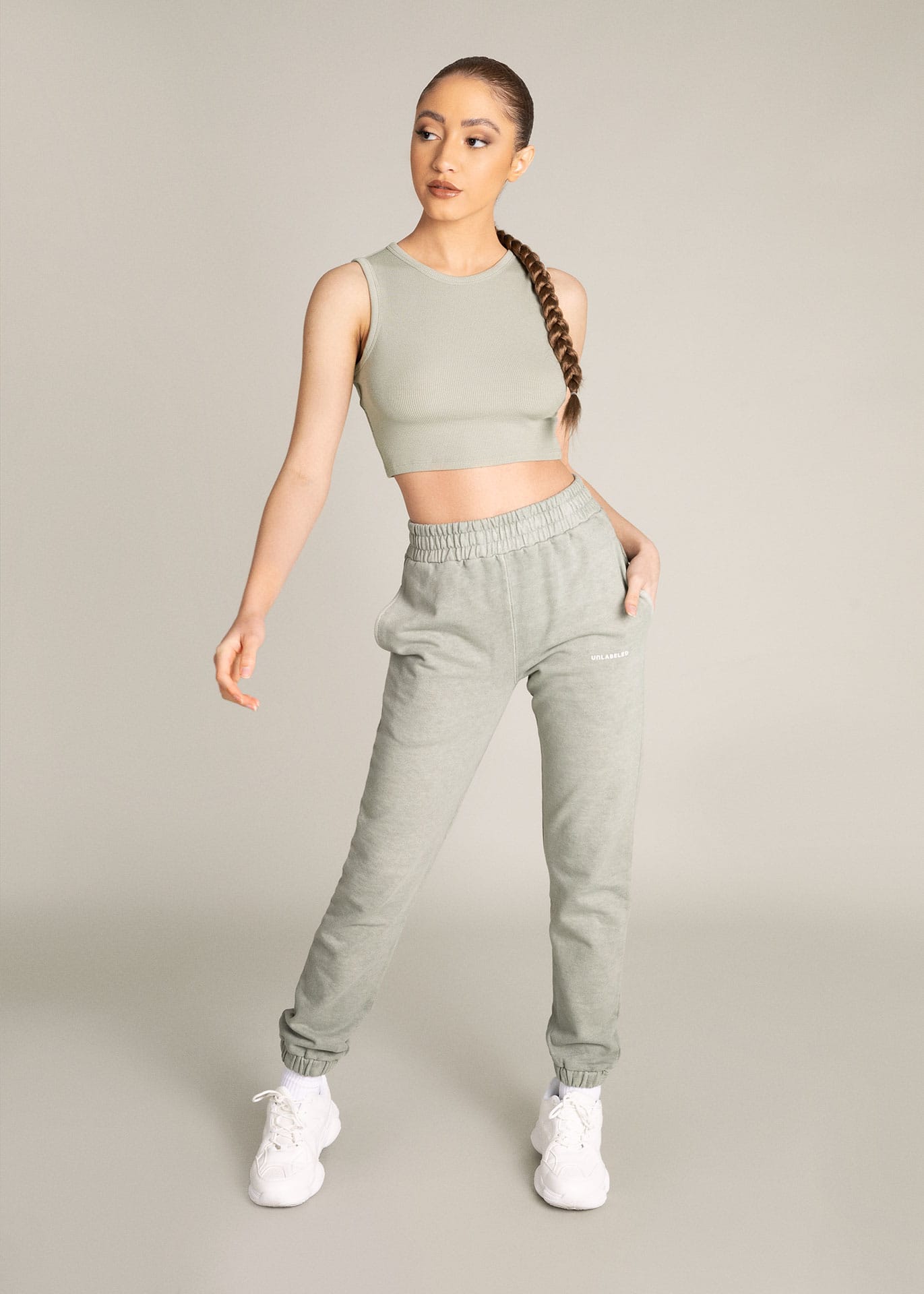 PIGMENT WASH JOGGER - SAGE - Unlabeled product image