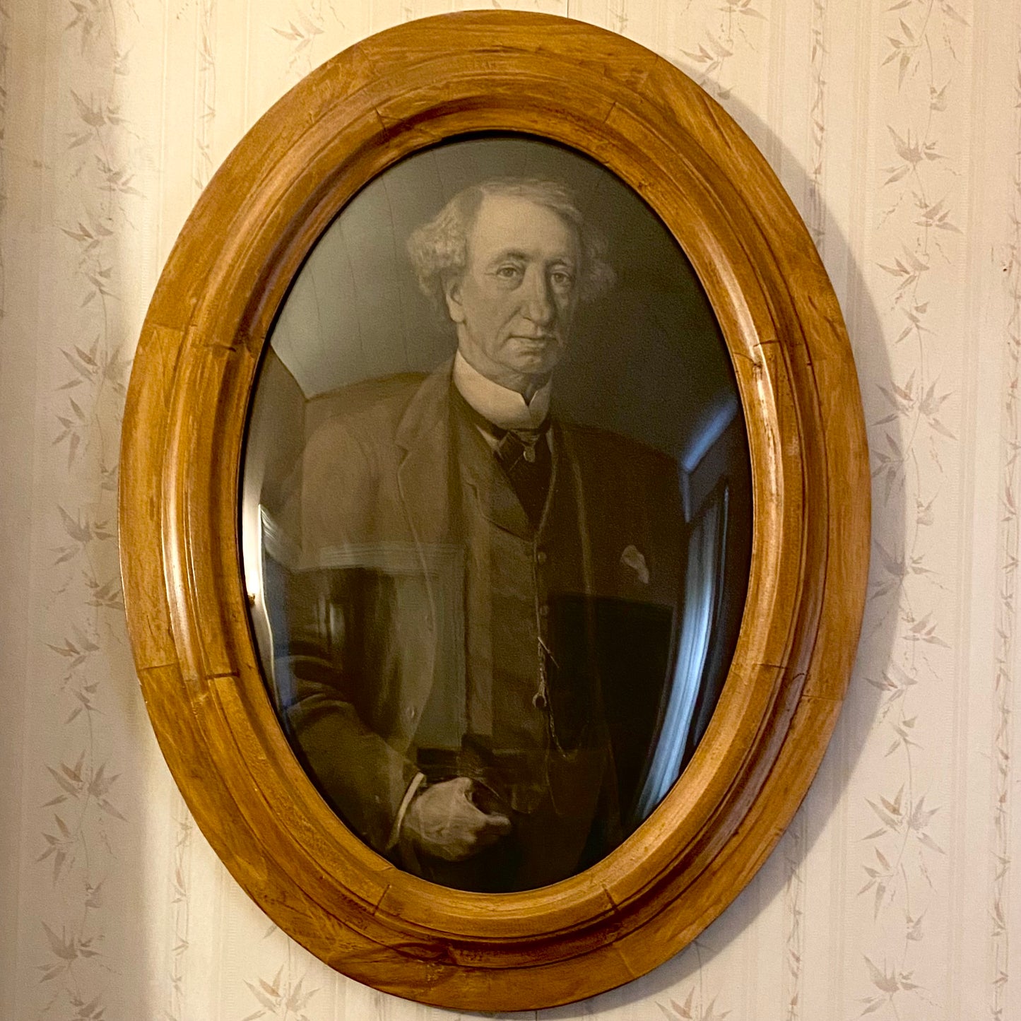 Oval Wood Framed Convex Portrait of Sir John A. MacDonald