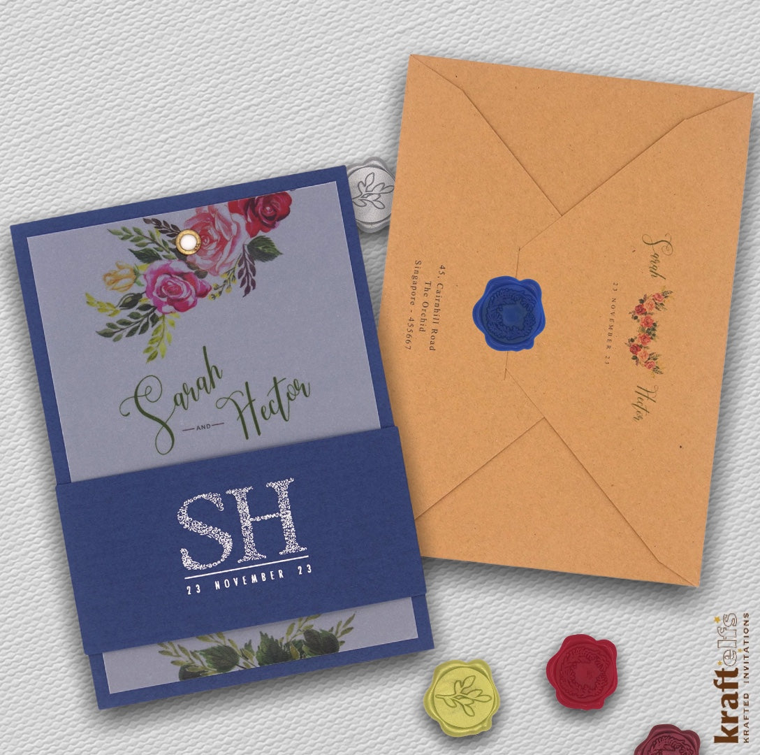 Handcrafted Roses wedding invitations - FL0024 FV – Kraftelfs