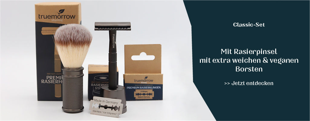 Shaving-Set Classic - mit Rasierpinsel mit veganen Borsten