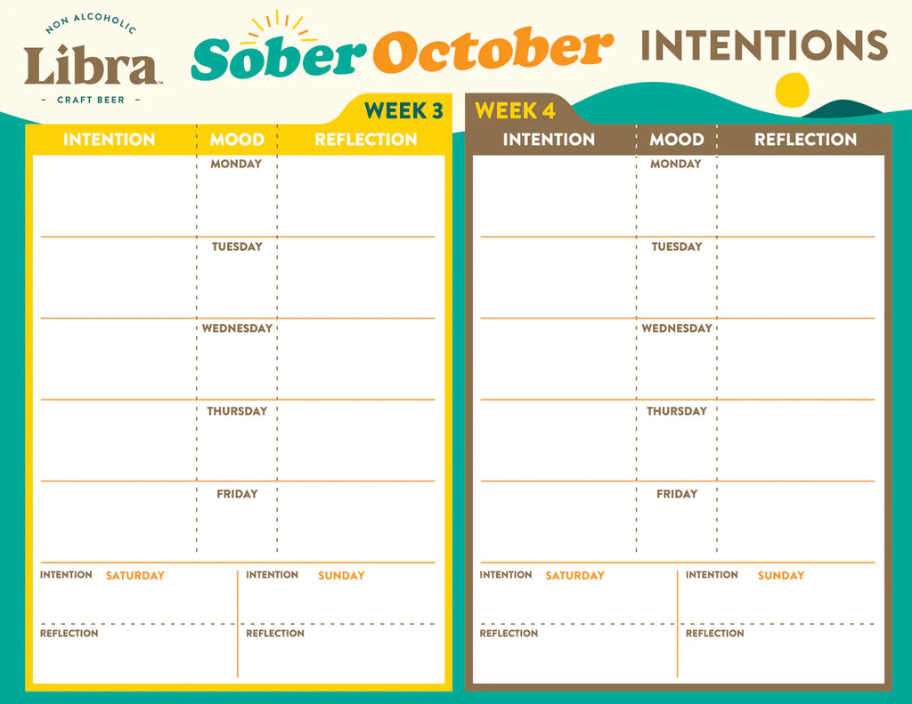 Sober October Intentions Calendar Week 3 & 4