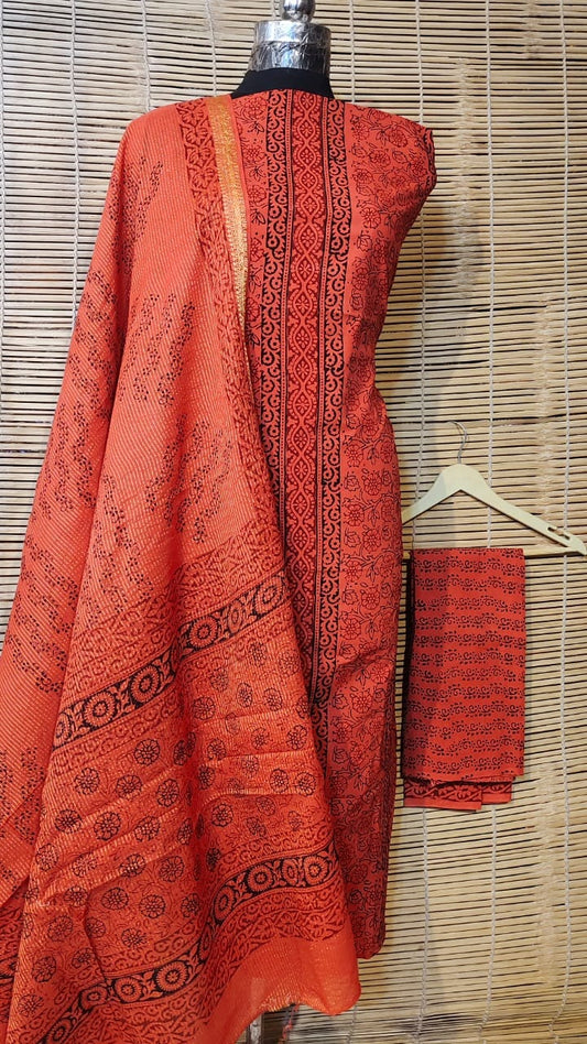 Bagh Print Cotton Dress Material with zari Border – RKG SHOPPING