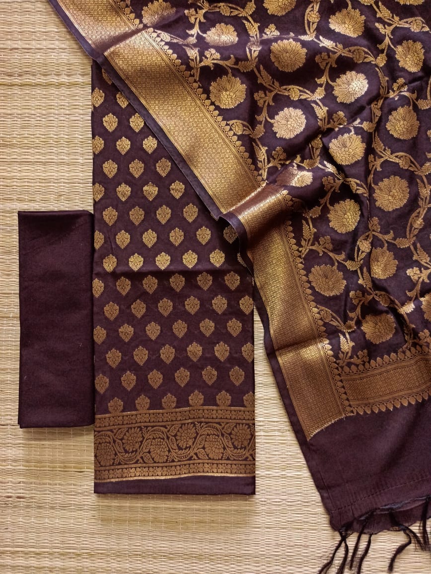 Sky Blue Banarasi Silk Dress Material