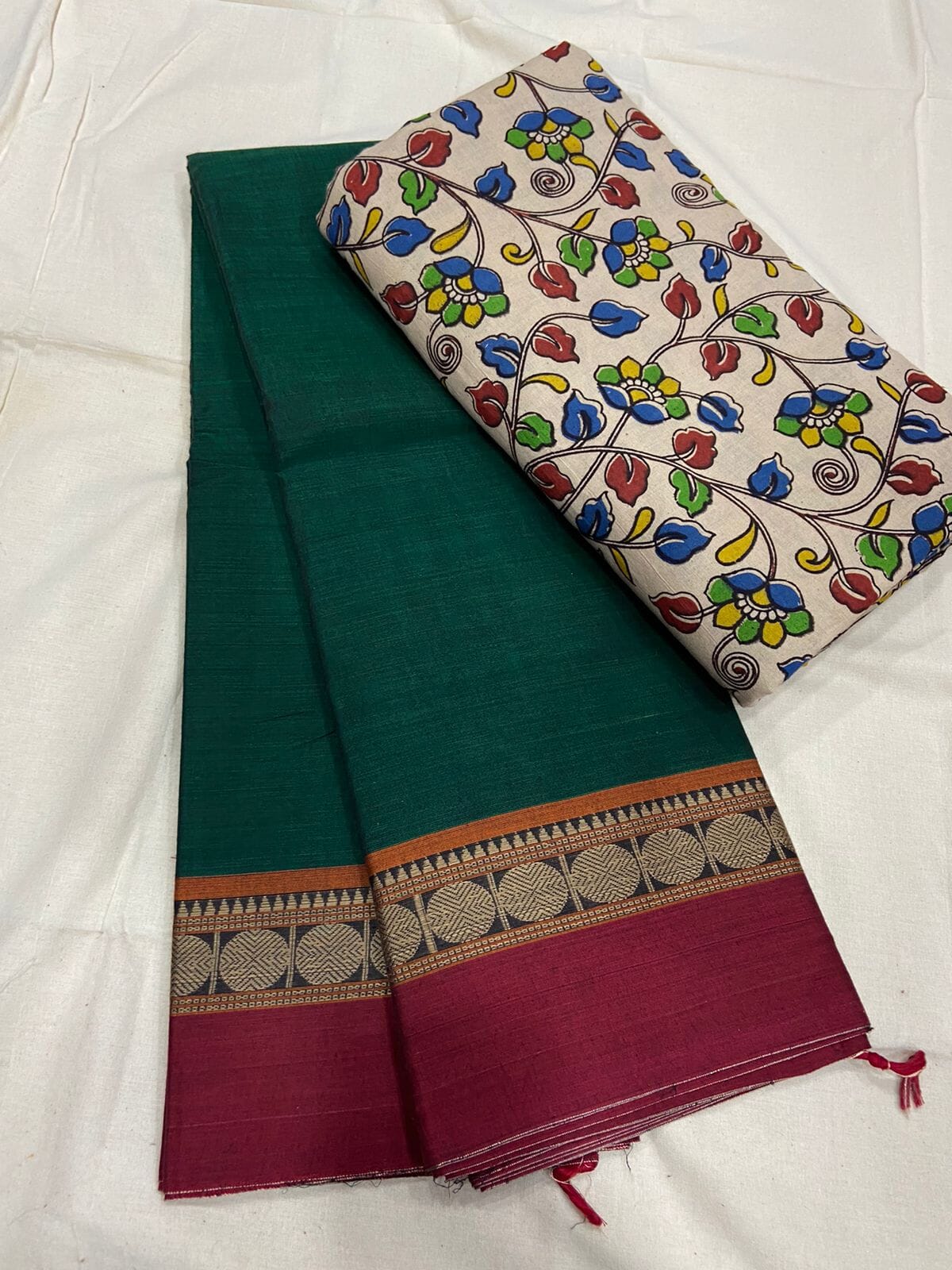 Cotton-saree-with-kalamkari-blouse • Keep Me Stylish