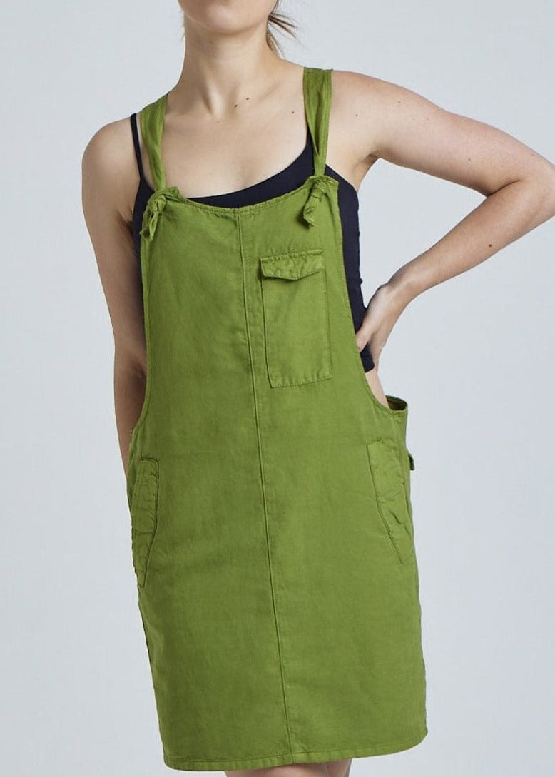 Spring Green Mary-Lou Pocket Dungaree - GOTS Certified Organic Cotton