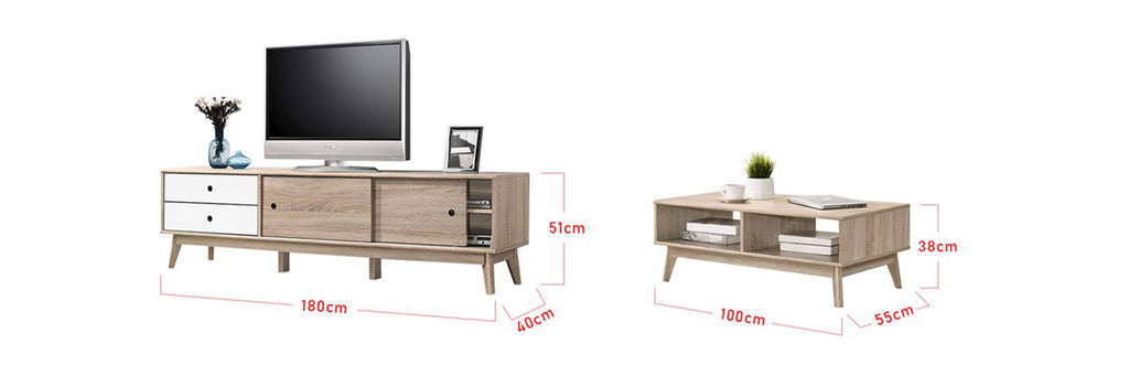 Andy Smart Series 6 Ft. TV Console And Coffee Table Set In NaturalWhite