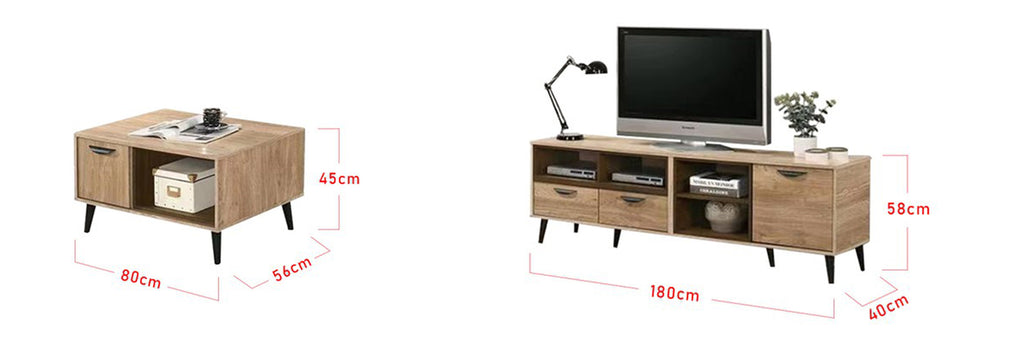 Andy Smart Series 6 Ft. TV Console And Coffee Table Set In Natural