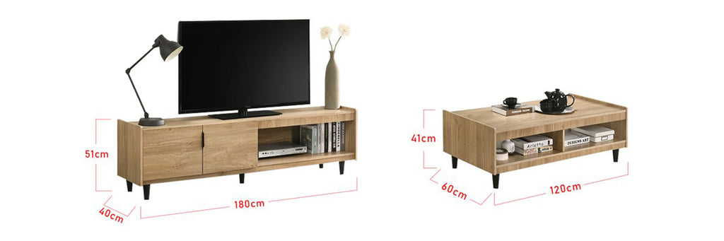 Andy Smart Series 6 Ft. TV Console And Coffee Table Set In Natural