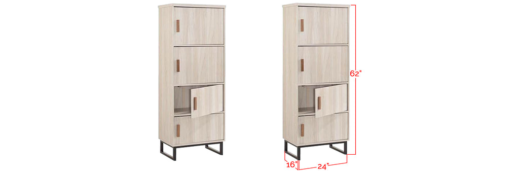 Angel 4 Door Modern Filing Cabinet In White Wash