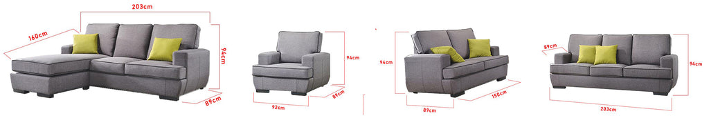 Aniyah 1/2/3 Seater Fabric Sofa Set In 4 Colors