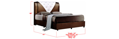 Arlo Faux Leather Bed Frame Brown/ White In Single, Super Single, Queen, and King Size