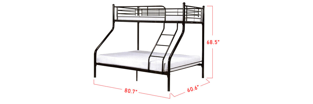 Aurora Series 12 Metal Bunk Bed Frame Black In Queen and Single Size