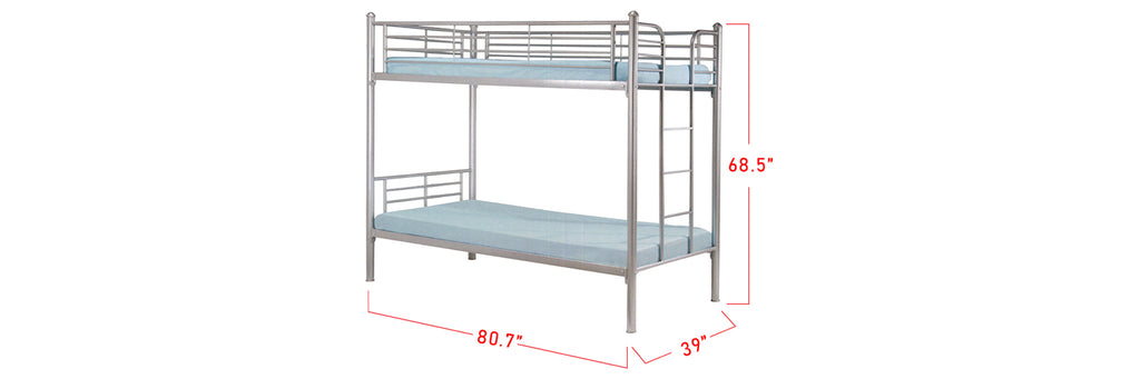 Aurora Series 13 Metal Bunk Bed Frame Grey In Single Size