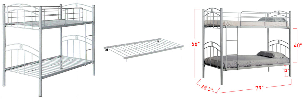 Aurora Series 1 Metal Bunk Bed Frame White In Single Size