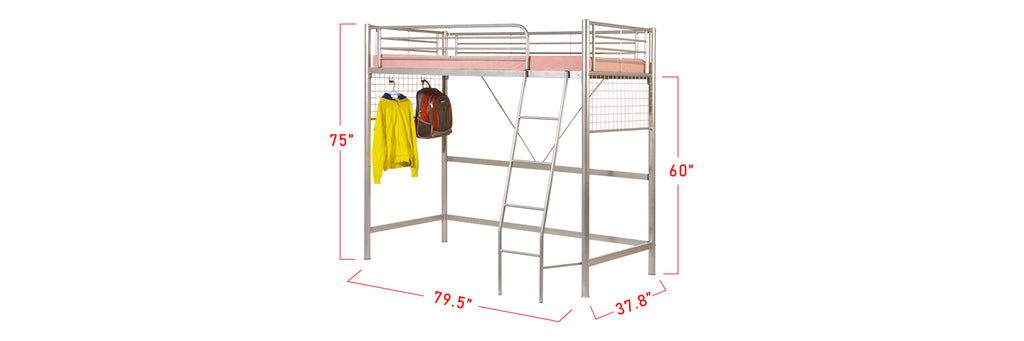 Aurora Series 5 Metal Loft Bed Frame In Single Size