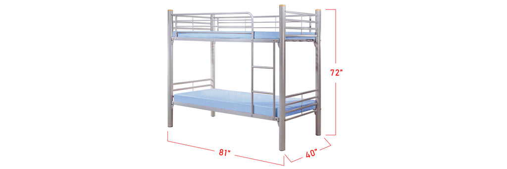 Aurora Series 6 Metal Bunk Bed Frame Grey In Super Single Size