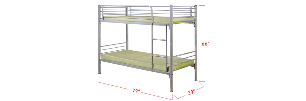 Aurora Series 7 Metal Bunk Bed Frame Grey In Single Size