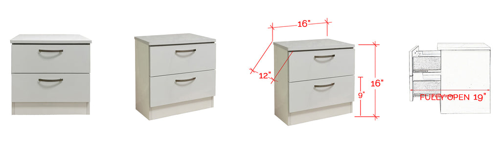 Bane Series Bedside Table In White