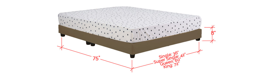 Basic Series Leather Divan Bed Frame Latte In Single, Super Single, Queen and King Size