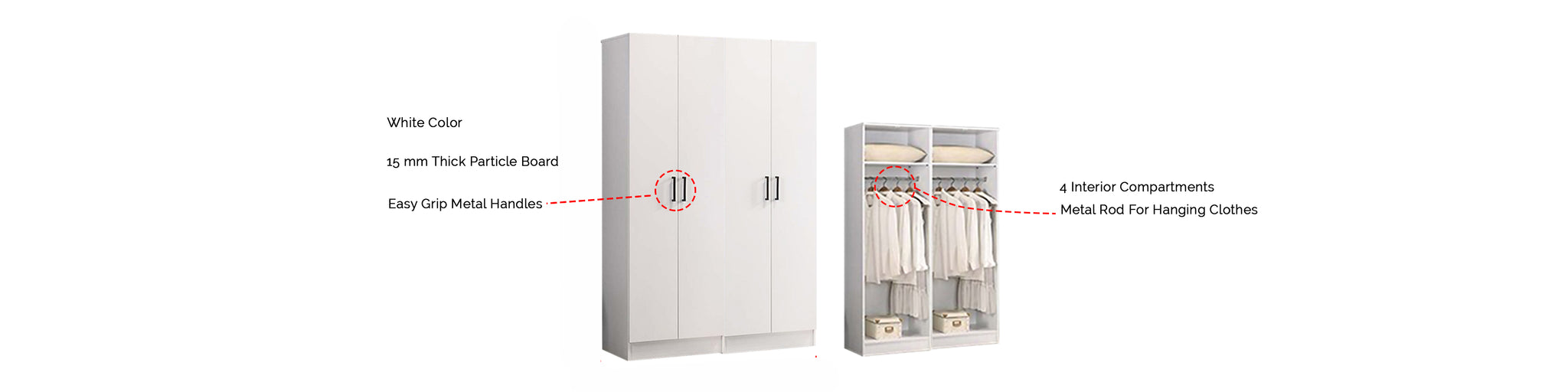 Britain 4 Door Wardrobe In White