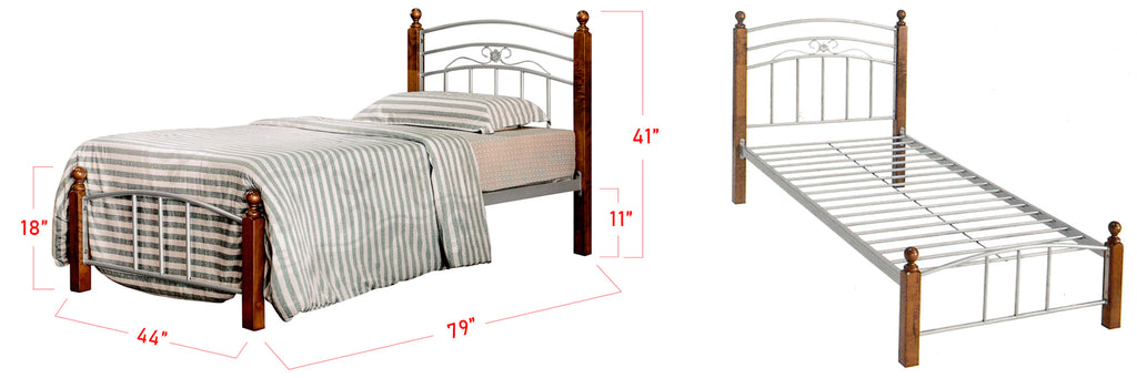 Camila Series 7 Metal Wooden Bed Frame Brown In Super Single Size