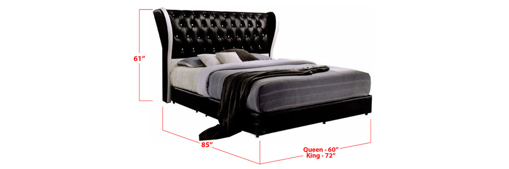 Carolina Fabricr Bed Frame Black / White In Single, Super Single, Queen, and King Size