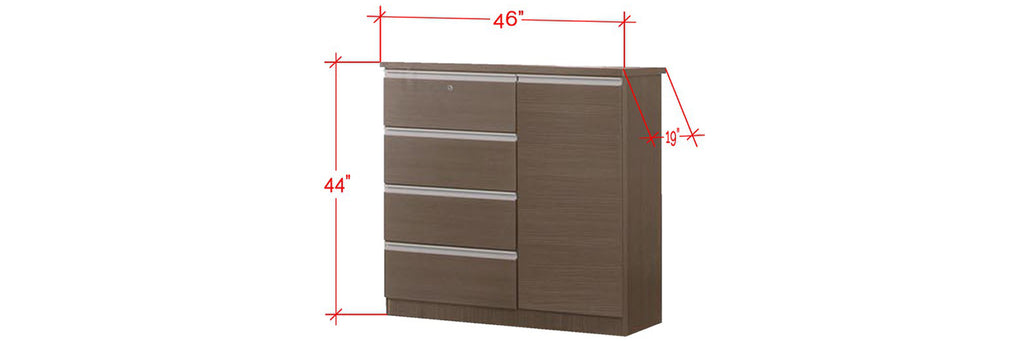 Chandler Series 4 Drawer Chest With Cabinet In Brown