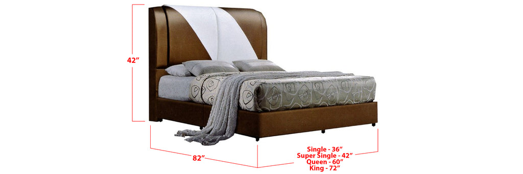 Darby Faux Leather Bed Frame Brown White In Single, Super Single, Queen, and King Size