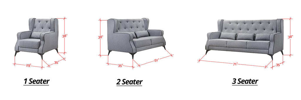 Elizabeth 1/2/3 Seater Mid Century High Back Fabric Sofa Set In 4 Colors