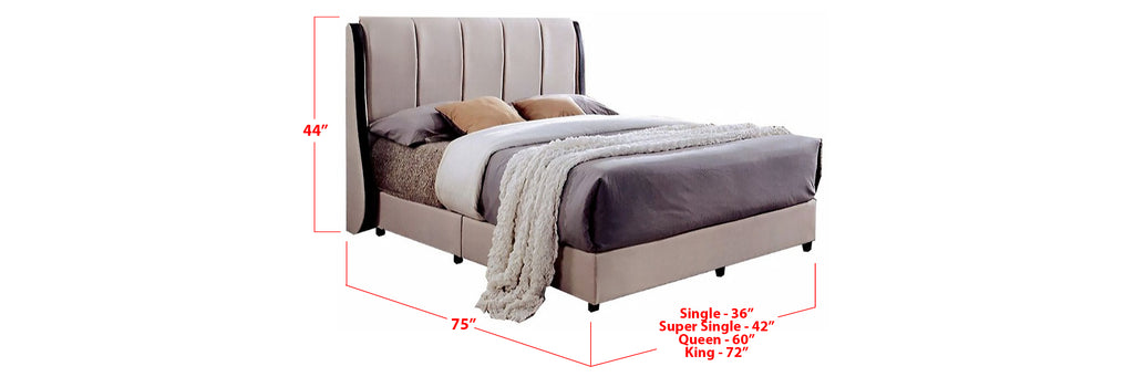 Fala Fabric Bed Frame Beige In Single, Super Single, Queen, and King Size