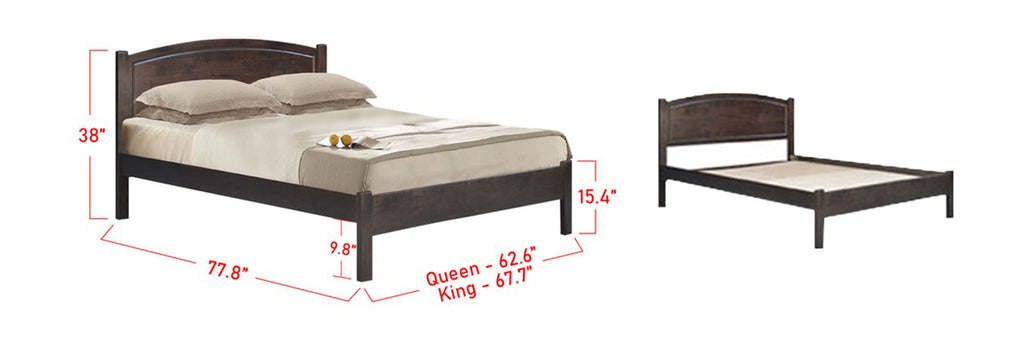 Giuliano Wooden Bed Frame Dark Brown In Queen and King Size