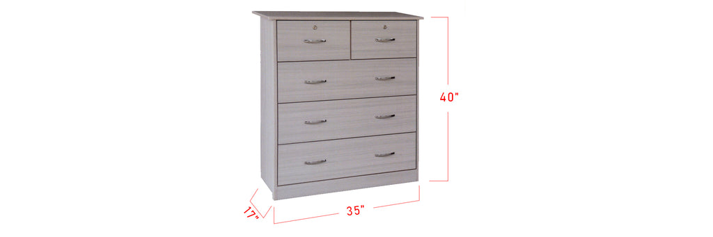 Granger Series 5 Drawer Chest In Grey