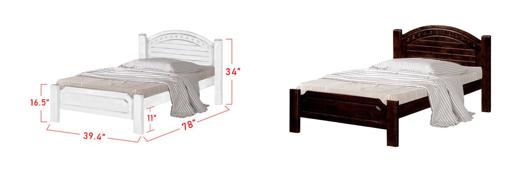 Harlow Wooden Bed Frame White, and Walnut In Super Single Size