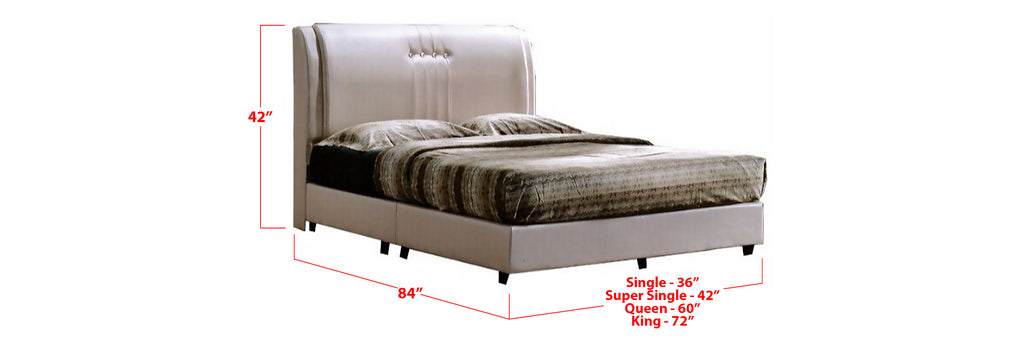 Jace Faux Leather Bed Frame Beige In Single, Super Single, Queen, and King Size