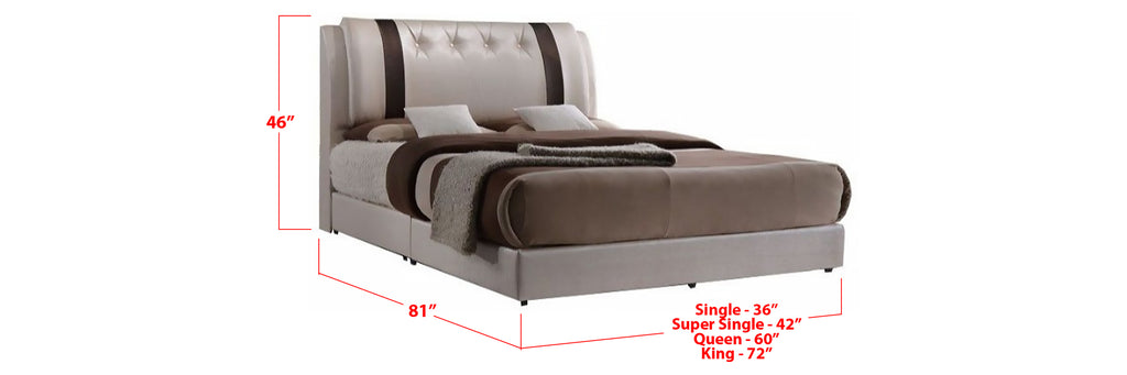 Jennis Faux Leather Bed Frame Beige In Single, Super Single, Queen, and King Size