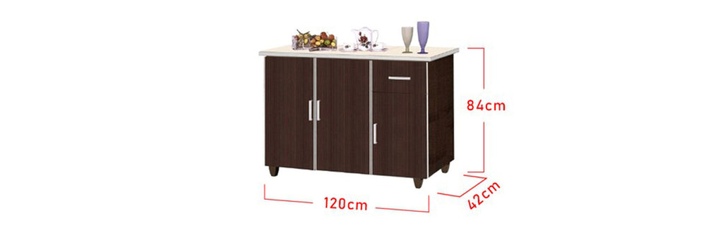 Kara Series 2 Low Kitchen Cabinet In Walnut