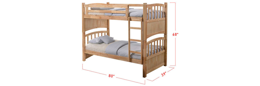Konka Series Wooden Bunk Bed Frame Natural In Single Size