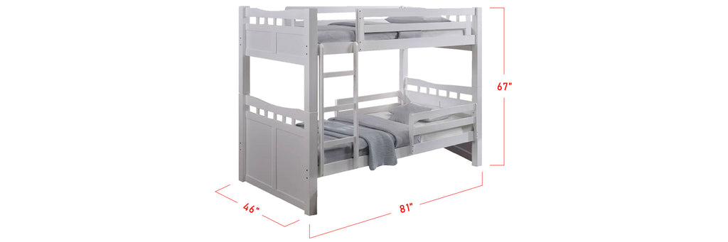 Konka Series 4 Wooden Bunk Bed Frame White In Super Single Size