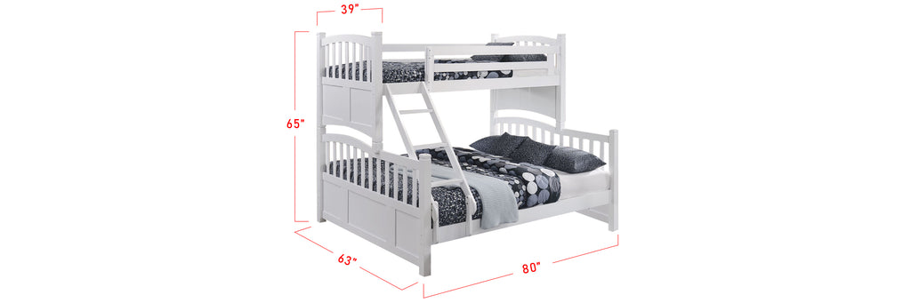 Konka Series 6 Wooden Bunk Bed Frame White In Single and Queen Size