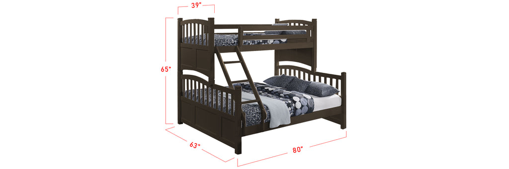 Konka Series 7 Wooden Bunk Bed Frame Wenge In Single and Queen Size