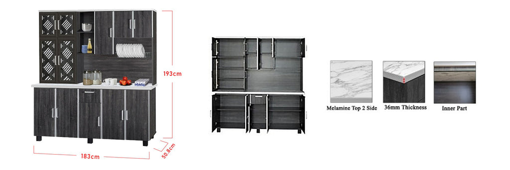 Korene Series 6 Tall Kitchen Cabinet In Dark Grey Oak
